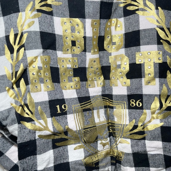 Y2K PINK Victoria's Secret Black & White Gingham Big Heart Bling Tote Bag - Picture 4 of 14